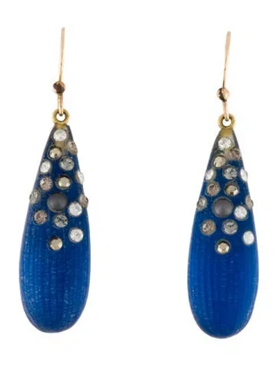 Pre-owned Alexis Bittar Lucite, Faux Pearl, & Crystal Drop Earrings In Multi