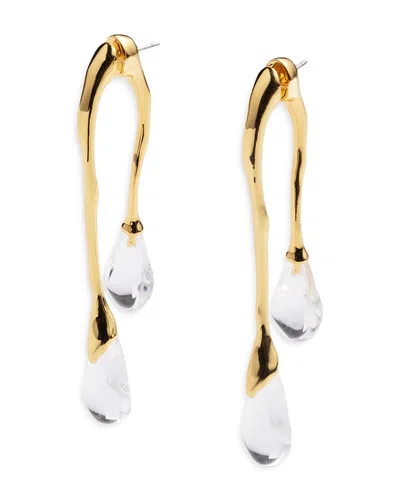 Alexis Bittar Lucite Front Back Double Drop Earrings In Gold/clear
