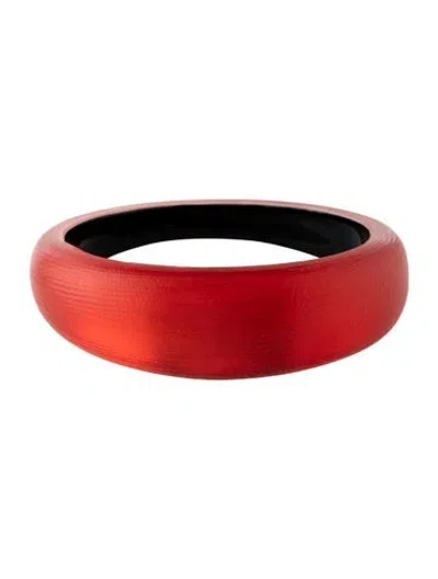 Pre-owned Alexis Bittar Lucite Graduated Bangle Bracelet, 8" In Red
