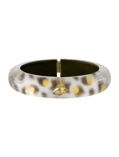 Pre-owned Alexis Bittar Lucite Hinge Bangle Bracelet, 6.75" In Transparent