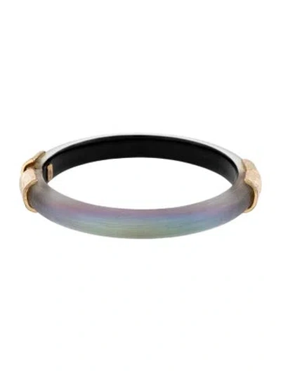 Pre-owned Alexis Bittar Lucite Hinge Bangle Bracelet, 7.5" In Clear