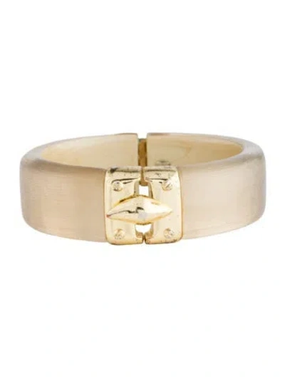 Pre-owned Alexis Bittar Lucite Hinged Bangle Bracelet, 6.5" In Clear