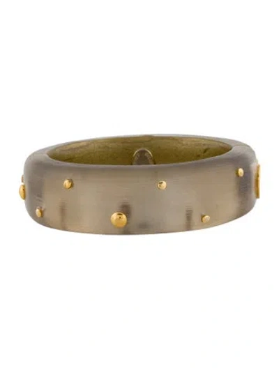 Pre-owned Alexis Bittar Lucite Hinged Bangle Bracelet, 6.5" In Transparent