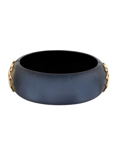 Pre-owned Alexis Bittar Lucite Hinged Bangle Bracelet, 6.75" In Blue/clear