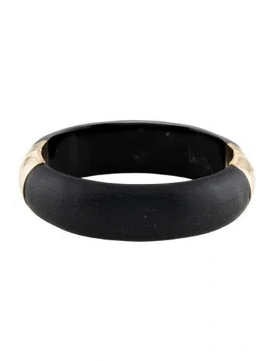 Pre-owned Alexis Bittar Lucite Hinged Bangle Bracelet, 7" In Black