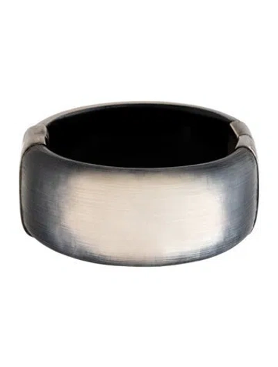 Pre-owned Alexis Bittar Lucite Hinged Bangle Bracelet, 7" In Grey