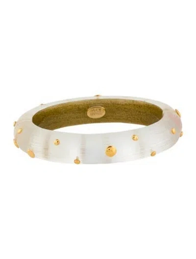 Pre-owned Alexis Bittar Lucite Hinged Bangle Bracelet, 7" In Transparent