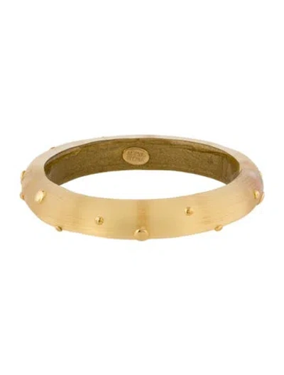 Pre-owned Alexis Bittar Lucite Hinged Bangle Bracelet, 7.5" In Gold