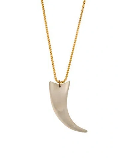 Pre-owned Alexis Bittar Lucite Horn Pendant Necklace, 32.25" In Neutral