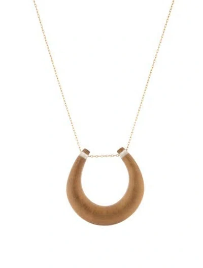 Pre-owned Alexis Bittar Lucite Horseshoe Pendant Necklace, 18.75" In Clear/gold
