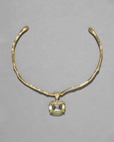 Alexis Bittar Lucite Jeweled Crystal Collar Necklace- In Gold