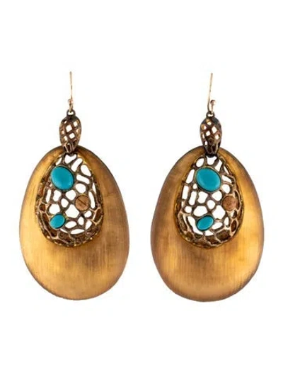 Pre-owned Alexis Bittar Lucite Lace Cage Drop Earrings In Blue