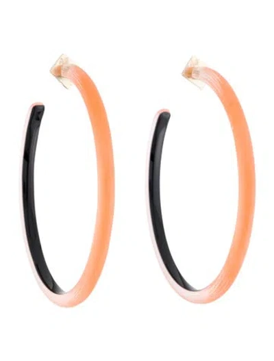 Pre-owned Alexis Bittar Lucite Large Skinny Hoop Earrings In Orange