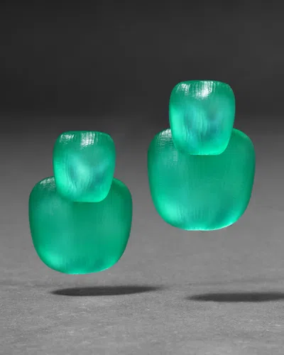 Alexis Bittar Lucite Layered Soft Square Post Earring- In Green