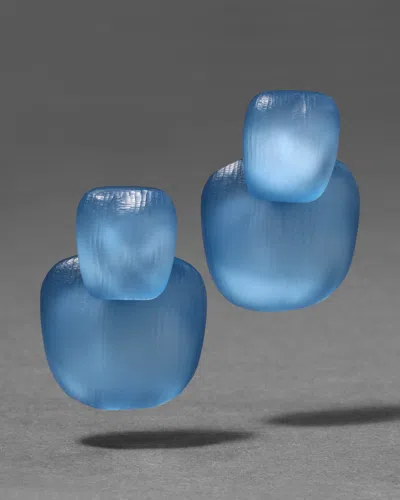 Alexis Bittar Lucite Layered Soft Square Post Earring- In Blue