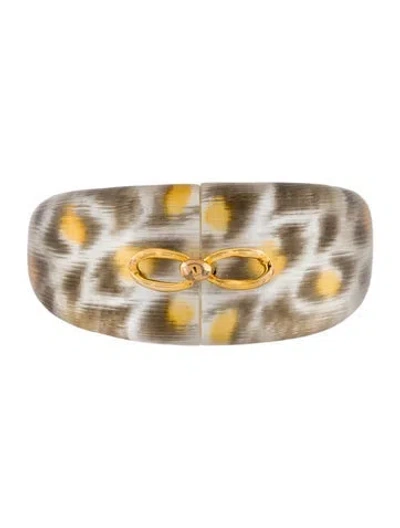 Pre-owned Alexis Bittar Lucite Leopard Print Bangle Bracelet, 7"