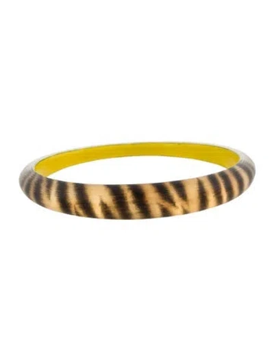 Pre-owned Alexis Bittar Lucite Leopard Print Tapered Bangle Bracelet, 8" In Multi