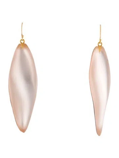 Pre-owned Alexis Bittar Lucite Long Leaf Drop Earrings In Pink
