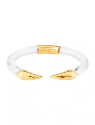 Pre-owned Alexis Bittar Lucite Mirrored Pyramid Brake Hinged Cuff Bracelet, 7" In Multicolor
