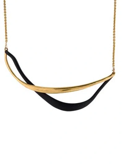 Pre-owned Alexis Bittar Lucite Neo Boho Minimalist Crescent Collar Necklace, 19" In Black