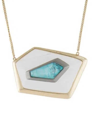 Pre-owned Alexis Bittar Lucite Pendant Necklace, 16" In Blue