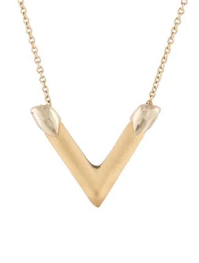 Pre-owned Alexis Bittar Lucite Pendant Necklace, 19" In Gold