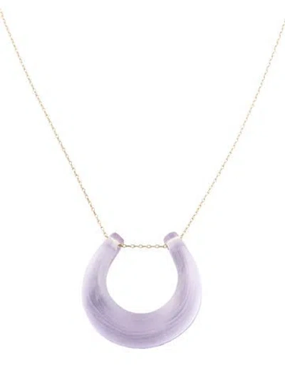 Pre-owned Alexis Bittar Lucite Pendant Necklace, 19" In Purple