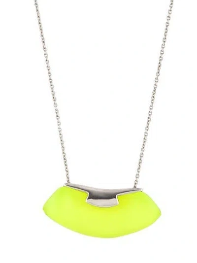 Pre-owned Alexis Bittar Lucite Pendant Necklace, 23" In Green