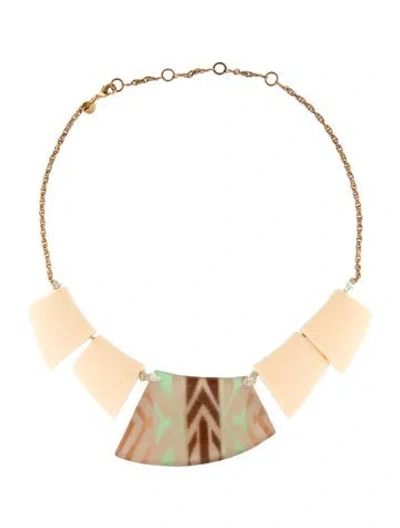 Pre-owned Alexis Bittar Lucite Print Collar Necklace, 19" In Green