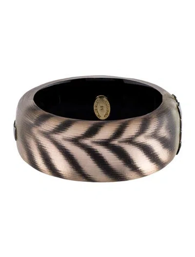 Pre-owned Alexis Bittar Lucite Printed Hinged Bangle Bracelet, 6.75" In Multi