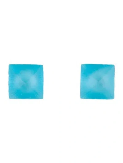 Pre-owned Alexis Bittar Lucite Pyramid Stud Earrings In Blue