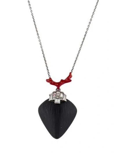 Pre-owned Alexis Bittar Lucite, Resin & Crystal Pendant Necklace, 19"