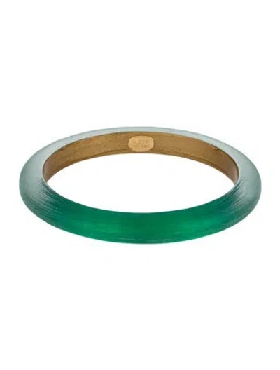 Pre-owned Alexis Bittar Lucite Skinny Bangle Bracelet, 7.75" In Green