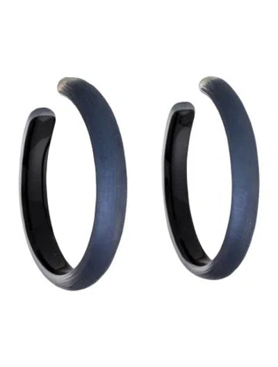 Pre-owned Alexis Bittar Lucite Skinny Hoop Earring In Blue