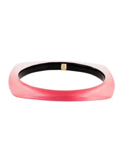 Pre-owned Alexis Bittar Lucite Skinny Square Bangle Bracelet, 8" In Pink