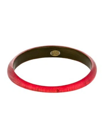 Pre-owned Alexis Bittar Lucite Skinny Tapered Bangle Bracelet, 8" In Red