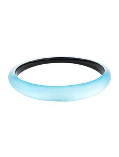 Pre-owned Alexis Bittar Lucite Skinny Tapered Bangle Bracelet, 8" In Blue