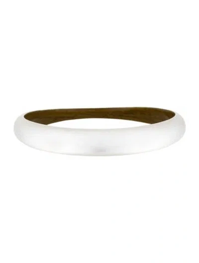 Pre-owned Alexis Bittar Lucite Skinny Tapered Bangle Bracelet, 8" In Clear/gold