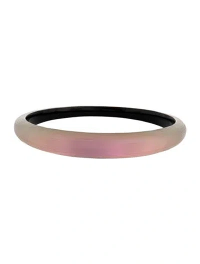 Pre-owned Alexis Bittar Lucite Skinny Tapered Bangle Bracelet, 8" In Clear/purple