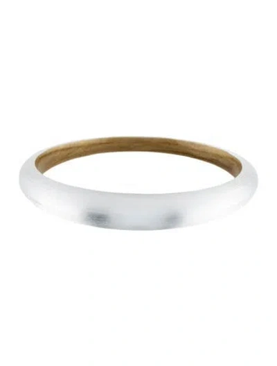 Pre-owned Alexis Bittar Lucite Skinny Tapered Bangle Bracelet, 8.25" In White