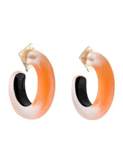 Pre-owned Alexis Bittar Lucite Small Hoop Earrings In Orange