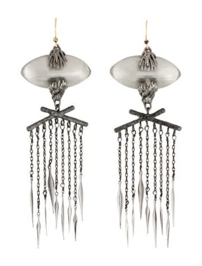 Pre-owned Alexis Bittar Lucite Spiked Fringe Drop Earrings In Multi