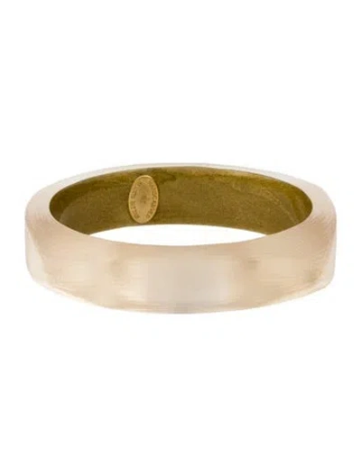 Pre-owned Alexis Bittar Lucite Square Bangle Bracelet, 7.75" In Clear/gold
