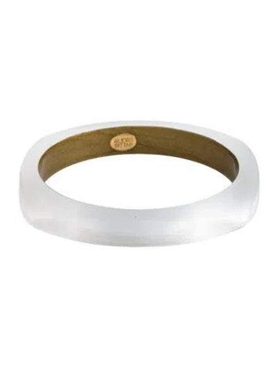 Pre-owned Alexis Bittar Lucite Square Bangle Bracelet, 8" In White
