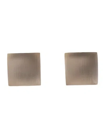 Pre-owned Alexis Bittar Lucite Square Clip On Earrings In Transparent