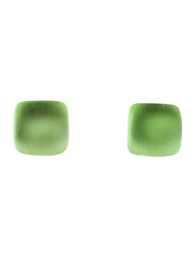 Pre-owned Alexis Bittar Lucite Square Clip-on Earrings In Green