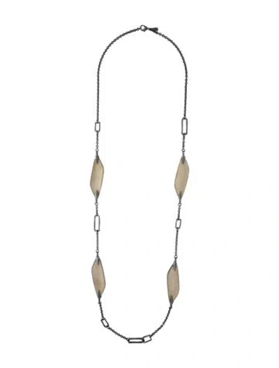 Pre-owned Alexis Bittar Lucite Station Necklace, 41" In Black/neutrals