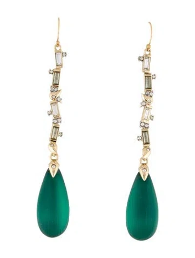 Pre-owned Alexis Bittar Lucite, Stone & Crystal Drop Earrings In Green