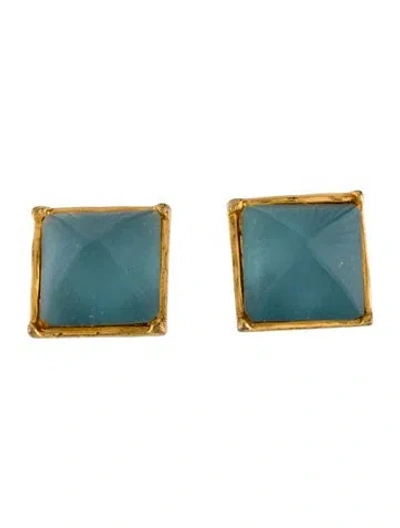 Pre-owned Alexis Bittar Lucite Stud Earrings In Blue