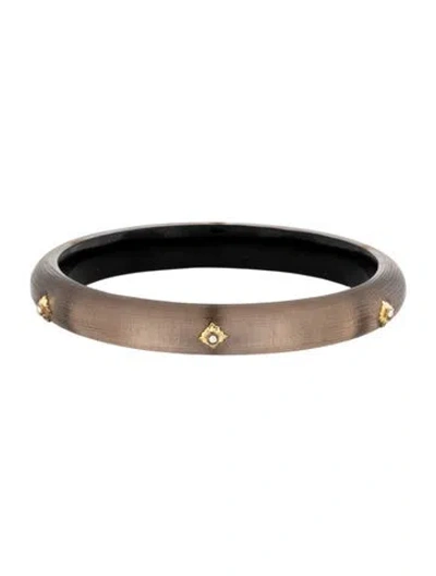Pre-owned Alexis Bittar Lucite Studded Bangle Bracelet, 7.5" In Clear